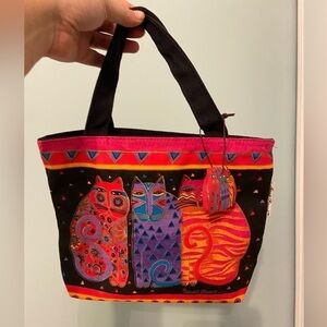 Laurel Burch Small Feline Friends Cat Canvas Tote Bag
